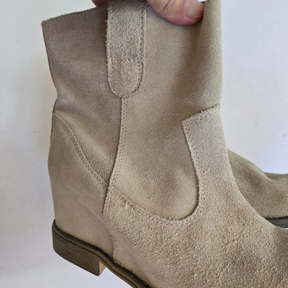 OTBT sandpiper grey suede leather hidden heel boot western made in romania 7.5 - Picture 5 of 8
